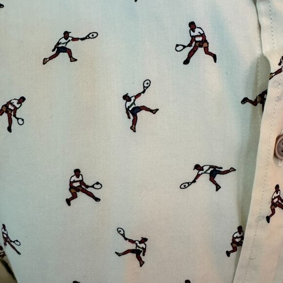 Mango Novelty Tennis Print Button Down Shirt Size M - Picture 3 of 6